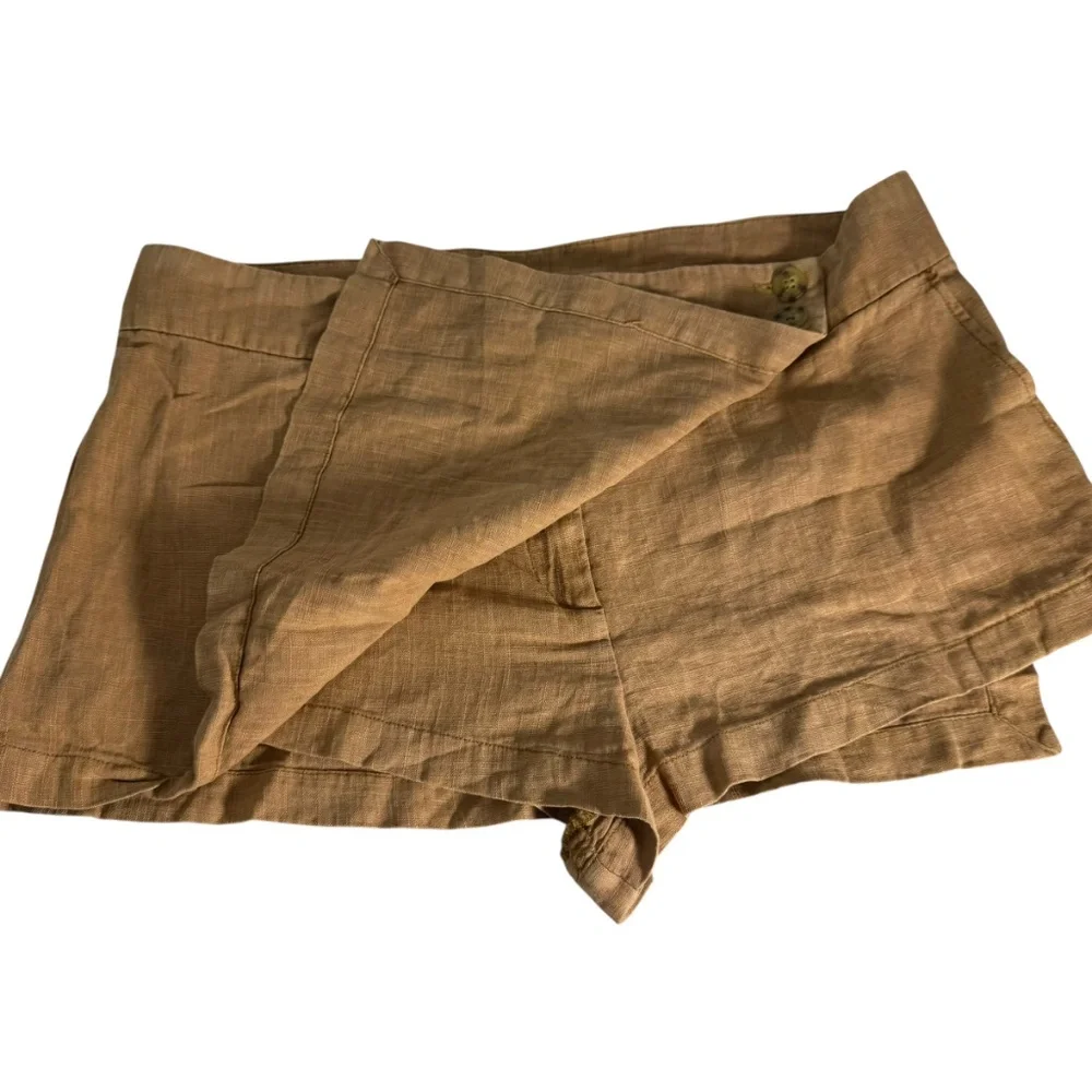 Free People Johanna NWT Brpown Sugar Linen Skort‎ Sz 10